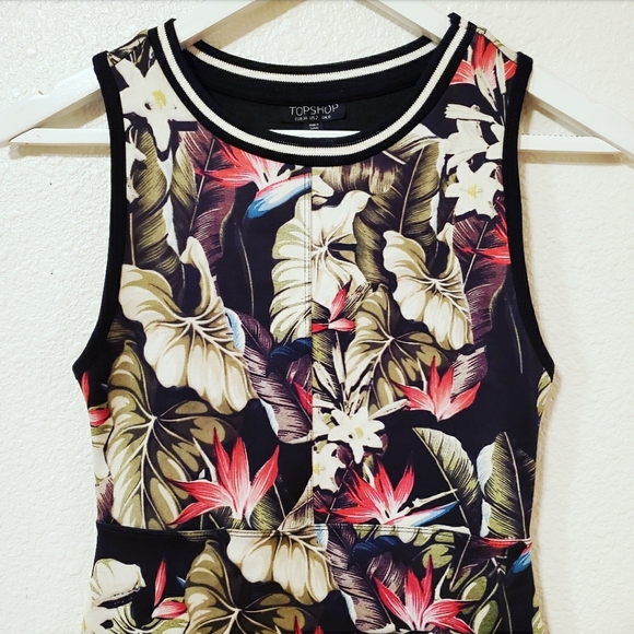 Topshop Island Life Tropical Print Bodycon Dress - Picture 3 of 6